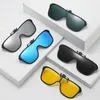 Sunglasses Clip On Polarized Men Driving Glasses Flip Up Lens Pochromic Yellow Night Vision Anti-UV