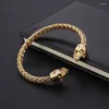 Bangle Gothic 18k Gold Color Men kobiety tkane stal nierdzewna punk hiphop biżuteria retro męska mankiet Banles Banles