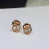 Stud Brand Pure 925 Sterling Silverörhängen Small Heart Lucky Diamond Round Back Pink Gold Luxury Top Quality 230729