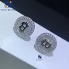 Joias de grife micropave 925 prata esterlina congelada joias vvs diamante cultivado em laboratório moissanita brincos de orelha de prata esterlina