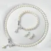 Set di gioielli da sposa Classic Pearl Genuine Natural Freshwater 925 Sterling Silver Orecchini Bracciale Collana per le donne 230729