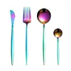 Dinnerware Sets Black Gold Stainless Steel Cutlery Set Silver Tableware Dishwasher Safe Fork Spoon Knife Dinner Eco