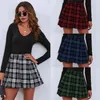 Spódnice 4 colors tartan print y2k urocza dziewczyna mini spódnica elegancka liściona talia stała plisowana spódnica wysoka talia A-line tennisowe kobiety letnie streetwear