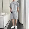 Mens Tracksuits 2023 Summer Sets Fashion Loose Casual Short Sleeved T Shirt Sports Knee Length Shorts Two-piece Black/White/Gray 3XL-M