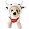 Dog Apparel Cute Cow Design Pet Cat Hat Lovely Costume Cosplay Small Puppy Supplies Halloween Party Products For