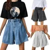 Women's Jeans Wide Leg Rolled Edge Denim Shorts For Women With High Waist Versatile Loose And Slim A Line Pants Thin Style