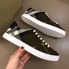 New Designer brand Men Paris Genuine Leather Lace-up Casual sports shoes canvas Checkered stripe running fashion sneakers Flat shoess White black