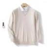 Men's Sweaters Cashmere Blend Knitting V-neck Pullovers Spring Winter Male Wool Knitwear High Quality Jumpers Clothes