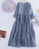 Casual Dresses Summer Women's Dress Clothing Literary Fan Cotton And Linen Waist Slim Comfortable Round Neck
