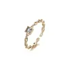 Klusterringar Justerbar Dainty Chain Ring for Women Korean Fashion Crystal Gold Color Opening Slim Finger Jewelry