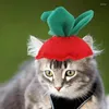 Dog Apparel Strawberry Hat For Cat Cute Halloween With Adjustable Strap Costume Po Props Pet