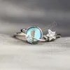 Anello girevole pianeta luna stella luna Pietra di luna Anello girevole regolabile per decompressione dell'ansia per regalo di gioielli da donna