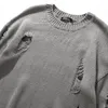 Suéteres para hombre 2023 de gran tamaño rasgados agujeros destruidos para hombre suéter de punto Hip Hop moda suelta suéter Streetwear Harajuku