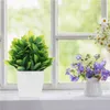 Dekorativa blommor falska gröna blad faux krukväxter inomhus hushåll falska bonsai konstgjorda