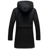 Trench da uomo Cappotto antivento Autunno e inverno con cappuccio Urban Youth Fashion Casual Large Size