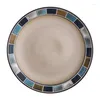 Plates Creative Hand-Pained Table Seary American Lattice Steak Plate Western Sallad Flat Beautiful Underglaze