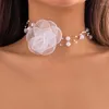 Чокер элегантный цветочный ключицы цепь Жемчужный ожерелье для женщин кружев