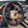 Capa de volante de carro costurada à mão de couro personalizado diy para porsche cayenne panamera macan 718 911 acessórios capa de roda 267s