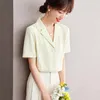 女性のブラウス2023夏のエレガントなファッションシンプルなプロの服装スーツ首輪女性シャツトップZ313