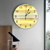 Wall Clocks Nordic Style Stripes Yellow Bedroom Clock Large Modern Kitchen Dinning Round Living Room Watch Home Decor