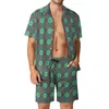 Herren-Trainingsanzüge, Bohemian-Stil, Blumenmuster, Herren-Sets, abstrakter Blätter-Druck, lässige Shorts, Urlaubs-Hemd-Set, lustiger individueller Anzug, kurze Ärmel, Übergröße