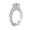 Cluster Rings Anziw Classic 925 Серебряное серебро 2,0CT круглое обручальное обручальное обручальное кольцо Смоделировать алмаз свадьба 8,0 мм свадебные украшения