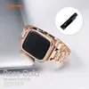 Case + Apple Watch Band 40mm 44mm Rhinestone Protective Cover Women Girls Jewel Complacement Metal Wristband Strap Bling Diamond PC Protective Case For IWatch 8 7 6/5/4