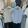 Chemisiers pour femmes chemises mode d'été col Polo ample rayé chemise sans manches à boutonnage simple pour dames chemisier décontracté hauts