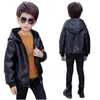 Jackor Winter Pu Leather Jacket For Boy Korean Version Plus Velvet Thick Fashion Hooded Coat Handsome Casual Children's Clothing 230729