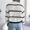 Kvinnors tröjor 2023 Knitwear Half Turtleneck Pullover Top European och American tröja Kvinnor som bär Amazon Stripe Contrast Fashion