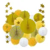 Flagi banerowe 19pcs/Set Baby Girl Boy Prysznic Party Favoring Paper rzemiosło ślub Dekorda urodzinowa różowy żółty fioletowy mieszany wachlarz pompom 2307729