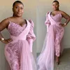Розовые выпускные платья с коммутируемыми юбками Африканский кружево -аппликационный вечерний платье с блестками плюс размер Формальный конкурс вечеринки GOW1850