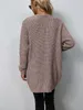 Women's Knits Tees Autumn/Winter Women's Sweater V-Neck Solid Color Loose Fit Pockets Long Cardigan Knitted Coat Traf Casual Sweaters Women 230729