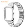 Apple Watch Band + Case 38mm 40mm 41mm 42mm 44mm 45mm Ultra 49mm Bling Diamond Metal Strap com Diamond Case e Glass Screen Protector Case para iWatch Series 8 7 6 5 4 3 2 1 SE