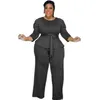 Damen-Trainingsanzüge in Übergröße, L-4XL, 2-teiliges Set für Damen, Lounge-Langarm-Outfits, Herbst, locker, zwei modisch, einfarbig, Ganzes DropWo2928