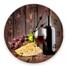 Horloges murales vin fromage raisins horloge salon décor à la maison grand rond muet Quartz Table chambre décoration montre
