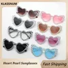 Sunglasses Fashion Retro Heart-Shaped Pearl Frame UV400 Women Cat Eye Pink Eyewear Trending Beach Shades Party Sun Glasses