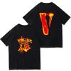 Designer de tendência de rua VLONE verão nova grande camiseta de manga curta masculina e feminina de manga curta com gola redonda