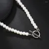 Chaînes mode Imitation perles collier hommes tempérament perles faites à la main bascule OT fermoirs pour femmes bijoux cadeau