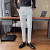 Ternos masculinos britânico outono sólido 2023 negócios moda casual calças slim fit roupa de rua formal conjunto de escritório