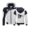 Bluzy męskie 2023 Wiosna jesienna Kyokushin Karate Logo Drukuj z kapturem Zapip Patchwork Bluzs Cardigan Slim Fit Trenda