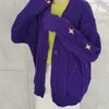 レディースニットティー冬紫カーディガン女性スター刺繍入りセーター限定版テイニットカーディガンスピーチヴィンテージノウトップ230729