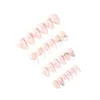 Fałszywe paznokcie Białe francuskie motyle Fałszywe prasa na długich migdałowych Perłach Perły Y2K z płatkami Projekt Pełna pokrywka