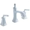 Bathroom Sink Faucets Basin Brass Black/White Finish Deck Mounted Square 3 Hole Double Handle And Cold Water Taps