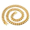 316L Stainless Steel Jewelry Gold Plated High Polished Miami Cuban Link Necklace Men Punk 16mm Curb Chain Double Safety Clasp 18inch-30inch