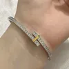 S925 silver edge brand luxury designer bangle bracelets charm star shining crystal bling diamond simple classic elegant geometry bracelet jewelry