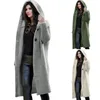 Women's Knits Fashion Plus Size Women Solid Cardigans Outwear Long Sweaters Open Front Chunky Oversized Sweater Cardigan Hooded