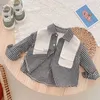 Camicie per bambini Camicia a quadri patchwork per bambini primavera autunno unisex per bambini Camicie casual in stile coreano x0728