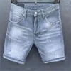 Herren Jeans Mode Loch Kurz Trendy MotoBiker High Street Casual Denim Stoff Shorts D008