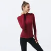 Womens Fitness Yoga Outfit Sports Jacket Designer Stand-Up Collar Half Zipper Långärmning Tätt yogas Skjorta Gym Tum Tummen Athtic Coat Gymkläder